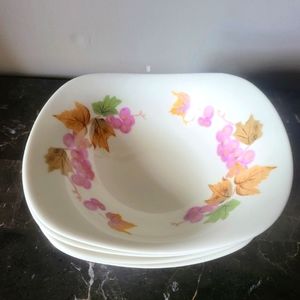 IMPROMPTU GRAPES BY IROQUOIS 4 LOT 9 7/8" OVAL BOWLS BEN SEIBEL DESIGN